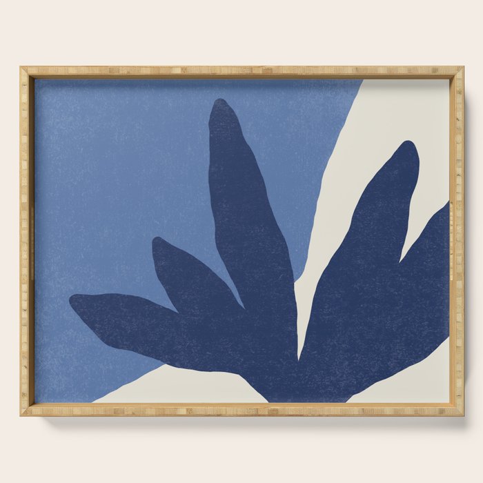 Leaves Minimalism - Blue Navy Serving Tray Gallery Image 1