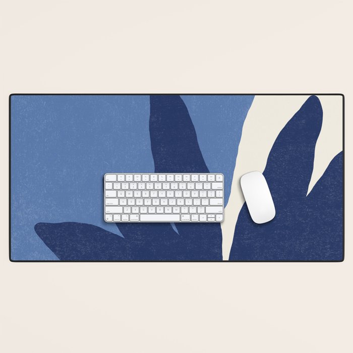 Leaves Minimalism - Blue Navy Desk Mat Gallery Image 1