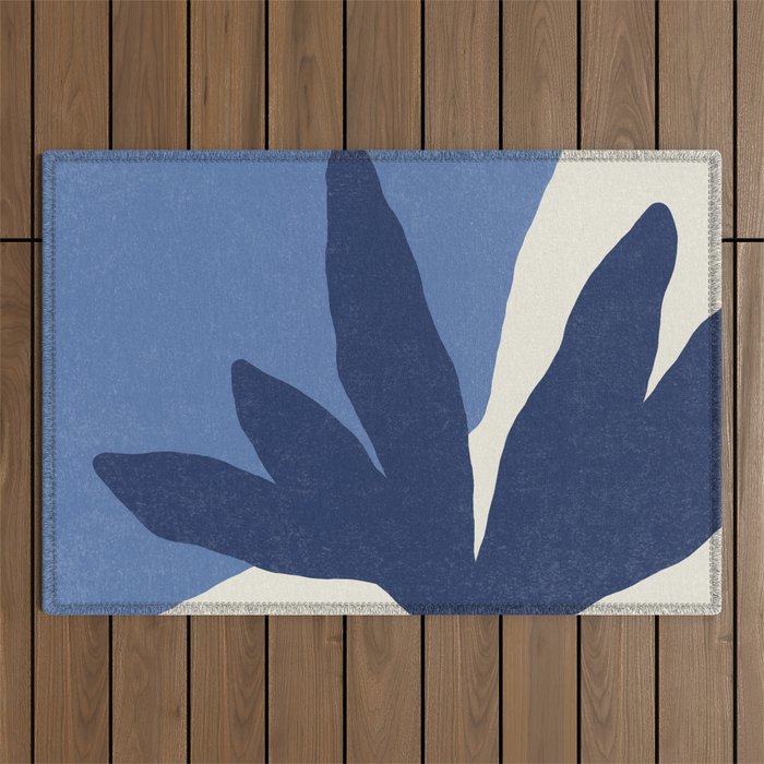 Leaves Minimalism - Blue Navy Outdoor Rug Gallery Image 1
