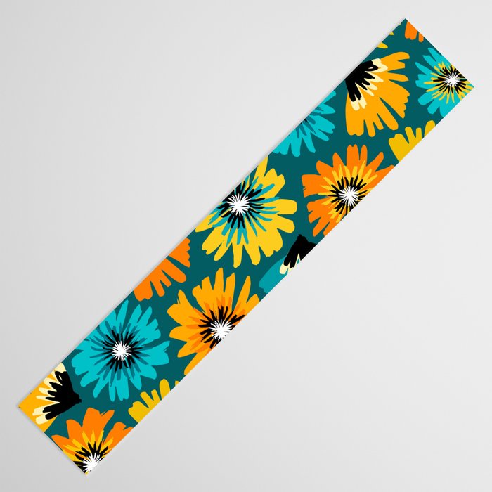 Teal Retro Summer Floral Table Runner Gallery Image 3
