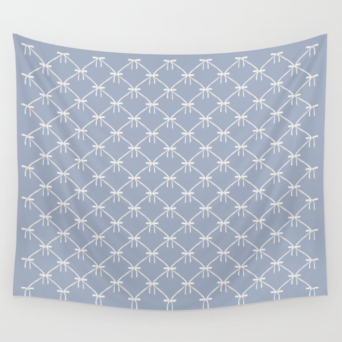 Bows & Ribbons Pattern XLIV Light Pastel Blue Wall Tapestry Gallery Image 4