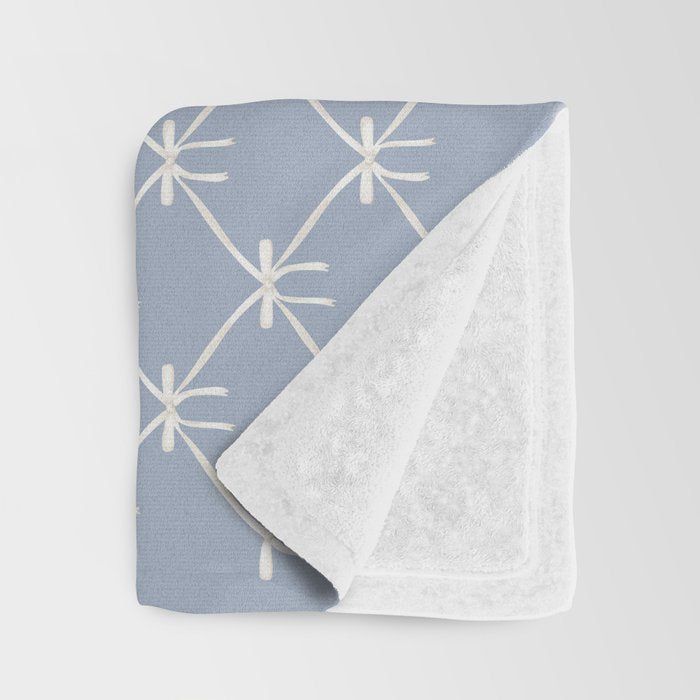 Bows & Ribbons Pattern XLIV Light Pastel Blue Throw Blanket Gallery Image 3