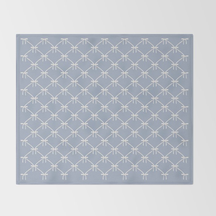 Bows & Ribbons Pattern XLIV Light Pastel Blue Throw Blanket Gallery Image 2