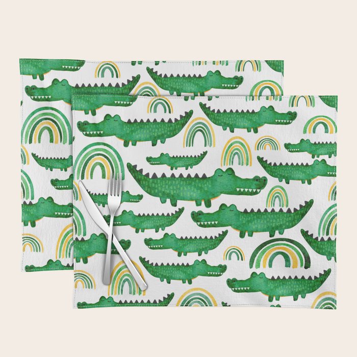 Watercolor Alligator Rainbows Placemat Gallery Image 1