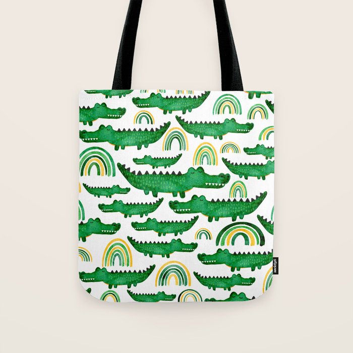 Watercolor Alligator Rainbows Tote Bag Gallery Image 1