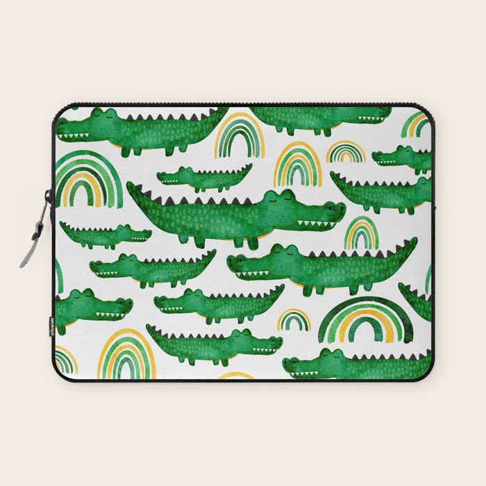 Watercolor Alligator Rainbows Laptop Sleeve Gallery Image 1