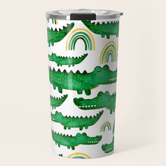 Watercolor Alligator Rainbows Travel Mug Gallery Image 1