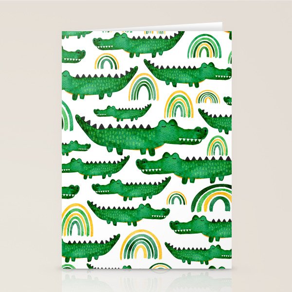 Watercolor Alligator Rainbows Stationery Card Gallery Image 2