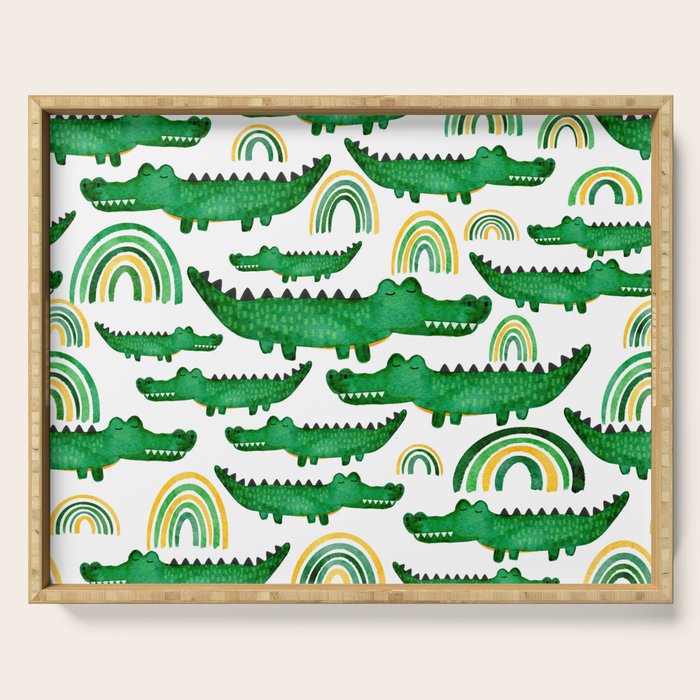 Watercolor Alligator Rainbows Serving Tray Gallery Image 1