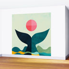 mid century whale sun sea Wall Mural Gallery Image 2