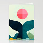 mid century whale sun sea Stationery Card Gallery Image 2