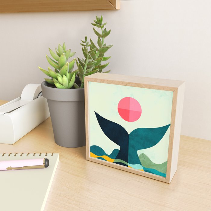 mid century whale sun sea Mini Art Print Gallery Image 2