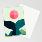 mid century whale sun sea Stationery Card Gallery Image 2