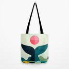 mid century whale sun sea Tote Bag Gallery Image 2