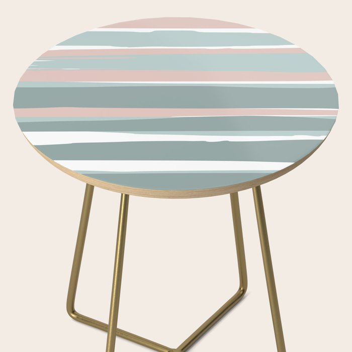 Festive, Abstract, Stripes Pattern, Pink, Green, White Side Table Gallery Image 2
