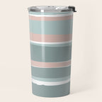 Festive, Abstract, Stripes Pattern, Pink, Green, White Travel Mug Gallery Image 2