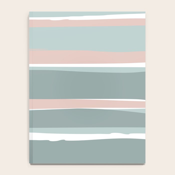 Festive, Abstract, Stripes Pattern, Pink, Green, White Notebook Gallery Image 4