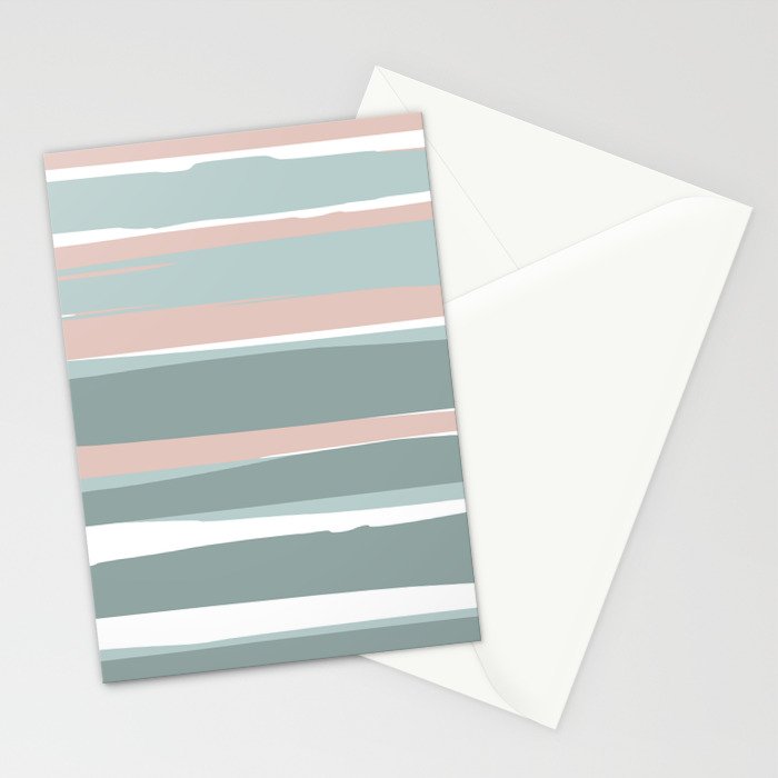 Festive, Abstract, Stripes Pattern, Pink, Green, White Stationery Card Gallery Image 2