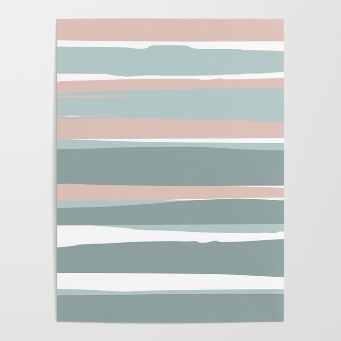 Festive, Abstract, Stripes Pattern, Pink, Green, White Poster Gallery Image 4