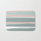 Festive, Abstract, Stripes Pattern, Pink, Green, White Bath Mat Gallery Image 1