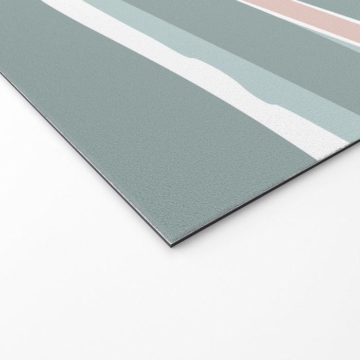 Festive, Abstract, Stripes Pattern, Pink, Green, White Welcome Mat Gallery Image 2