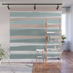 Festive, Abstract, Stripes Pattern, Pink, Green, White Wall Mural Gallery Image 1