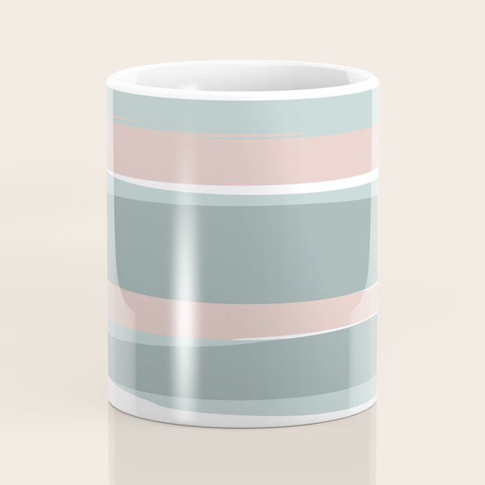 Festive, Abstract, Stripes Pattern, Pink, Green, White Coffee Mug Gallery Image 4