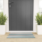Festive, Abstract, Stripes Pattern, Pink, Green, White Welcome Mat Gallery Image 3