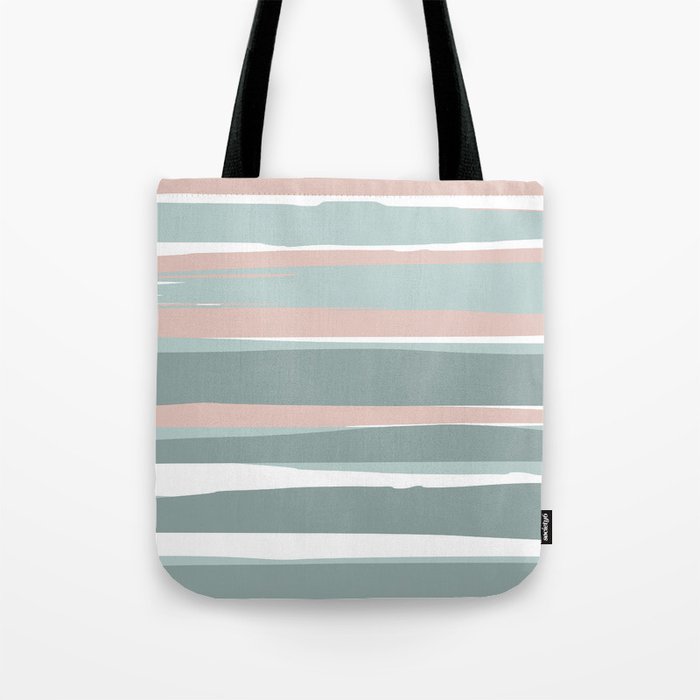 Festive, Abstract, Stripes Pattern, Pink, Green, White Tote Bag Gallery Image 1