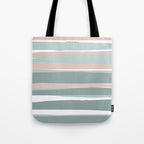 Festive, Abstract, Stripes Pattern, Pink, Green, White Tote Bag Gallery Image 1