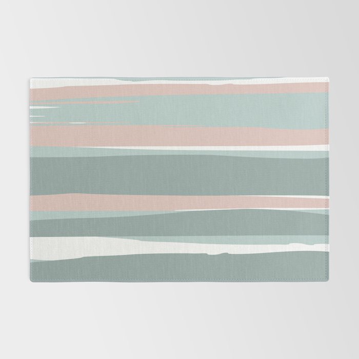 Festive, Abstract, Stripes Pattern, Pink, Green, White Rug Gallery Image 2