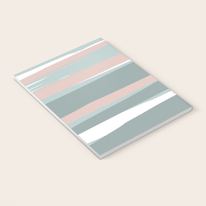 Festive, Abstract, Stripes Pattern, Pink, Green, White Notebook Gallery Image 3