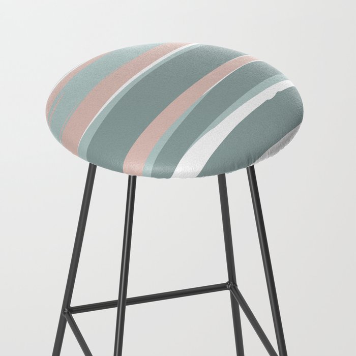 Festive, Abstract, Stripes Pattern, Pink, Green, White Stool Gallery Image 2