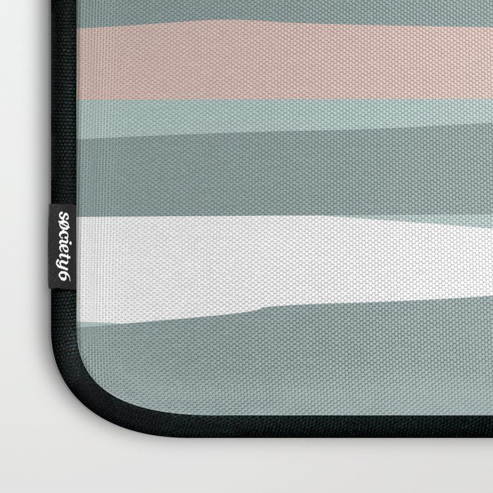 Festive, Abstract, Stripes Pattern, Pink, Green, White Laptop Sleeve Gallery Image 3