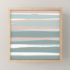 Festive, Abstract, Stripes Pattern, Pink, Green, White Mini Art Print Gallery Image 1