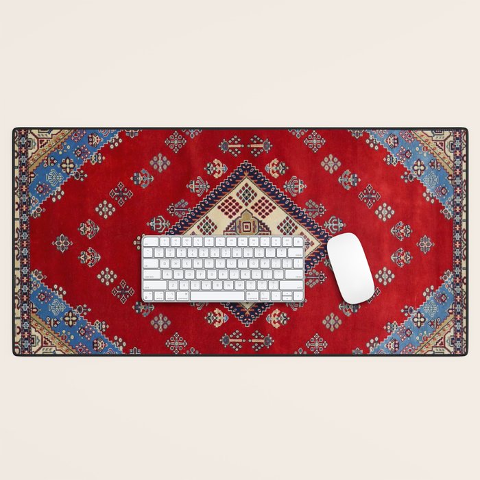 Red Diamond Blue Bluffs Kazak Persian Handmade Rugs  Desk Mat Gallery Image 1