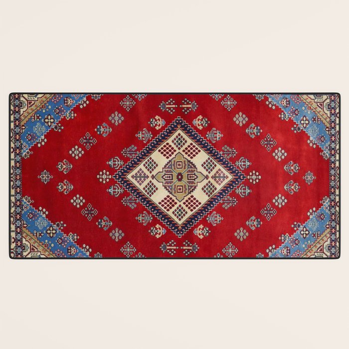 Red Diamond Blue Bluffs Kazak Persian Handmade Rugs  Desk Mat Gallery Image 3