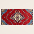 Red Diamond Blue Bluffs Kazak Persian Handmade Rugs  Desk Mat Gallery Image 3