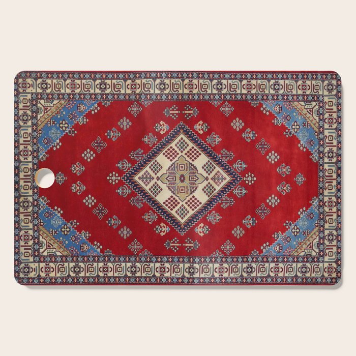Red Diamond Blue Bluffs Kazak Persian Handmade Rugs  Cutting Board Gallery Image 1