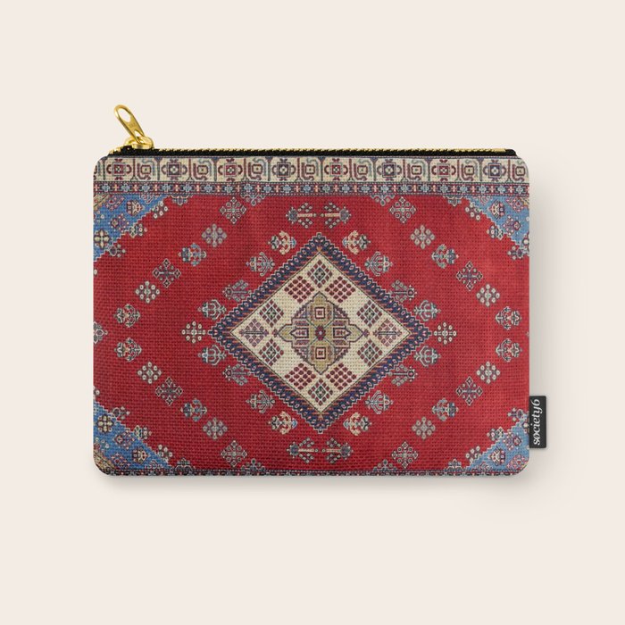 Red Diamond Blue Bluffs Kazak Persian Handmade Rugs  Carry All Pouch Gallery Image 1