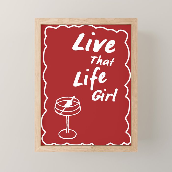 Live That Life Girl - Red Mini Art Print Gallery Image 1