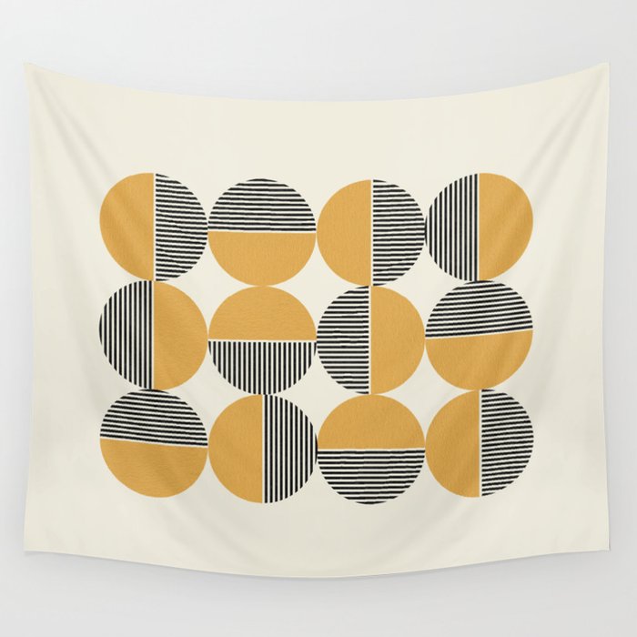 Circle pattern mid-century style Wall Tapestry Gallery Image 4
