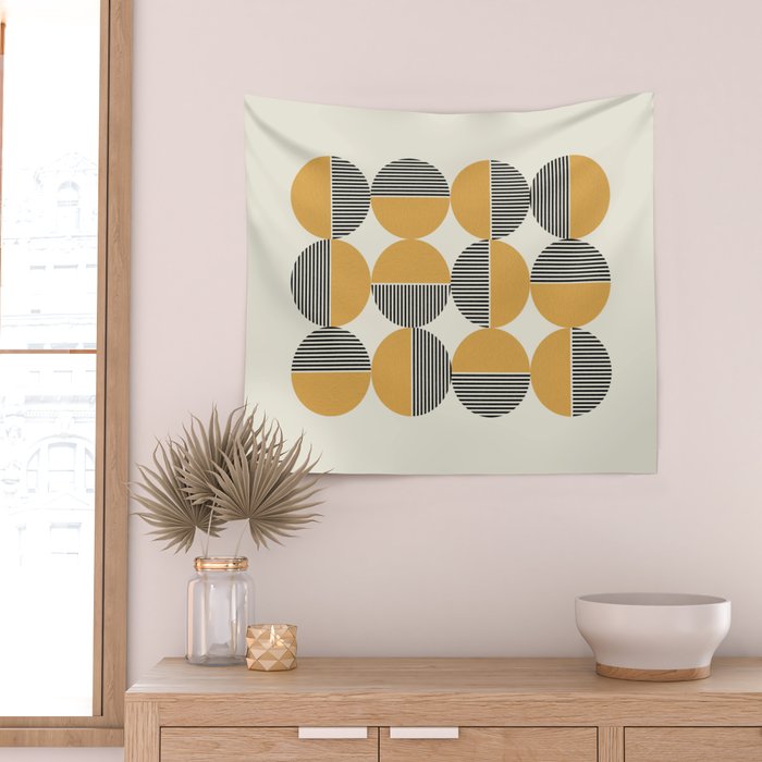 Circle pattern mid-century style Wall Tapestry Gallery Image 2