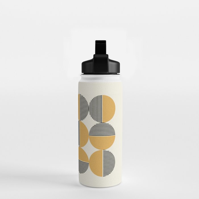 Circle pattern mid-century style Water Bottle Gallery Image 2