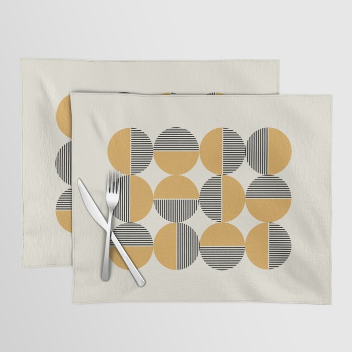 Circle pattern mid-century style Placemat Gallery Image 1