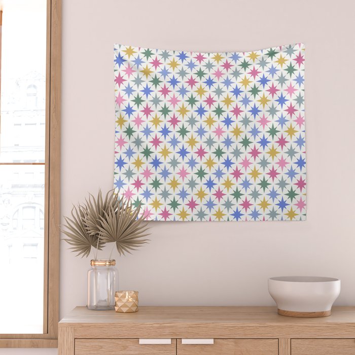 Starry Art Deco Pattern Multicolor II Wall Tapestry Gallery Image 2