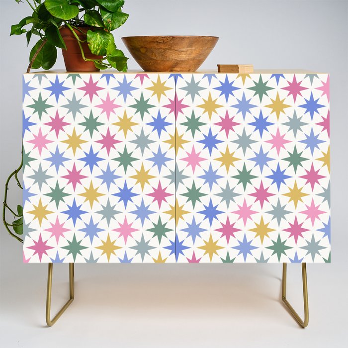 Starry Art Deco Pattern Multicolor II Credenza Gallery Image 1