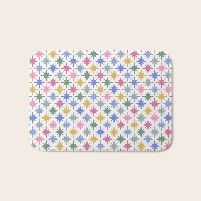 Starry Art Deco Pattern Multicolor II Bath Mat Gallery Image 1