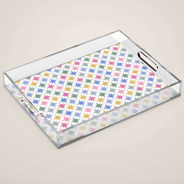 Starry Art Deco Pattern Multicolor II Acrylic Tray Gallery Image 1