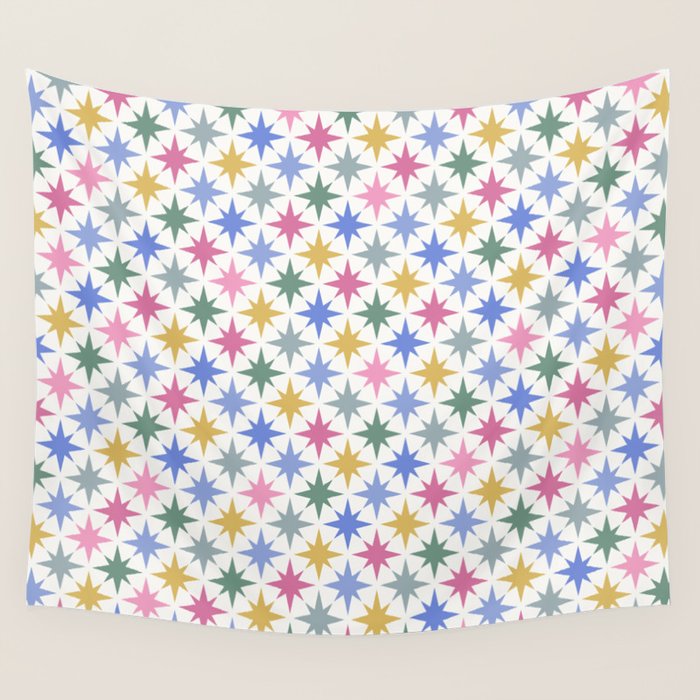 Starry Art Deco Pattern Multicolor II Wall Tapestry Gallery Image 4